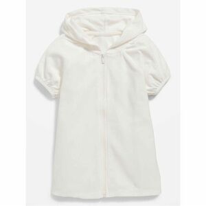 Old Navy Toddler Girl Puff Sleeve Hooded Swim Cover Up Dress White Terry 3T